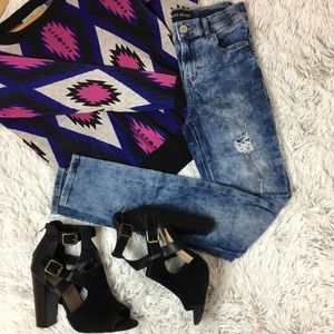 Express Jeans High Waist Skinny Jeans 2 Distressed